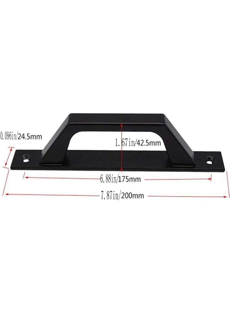 Modern Barn Door Handle Set, 20 cm, Matte Black Carbon Steel, 2-Piece - Image 2